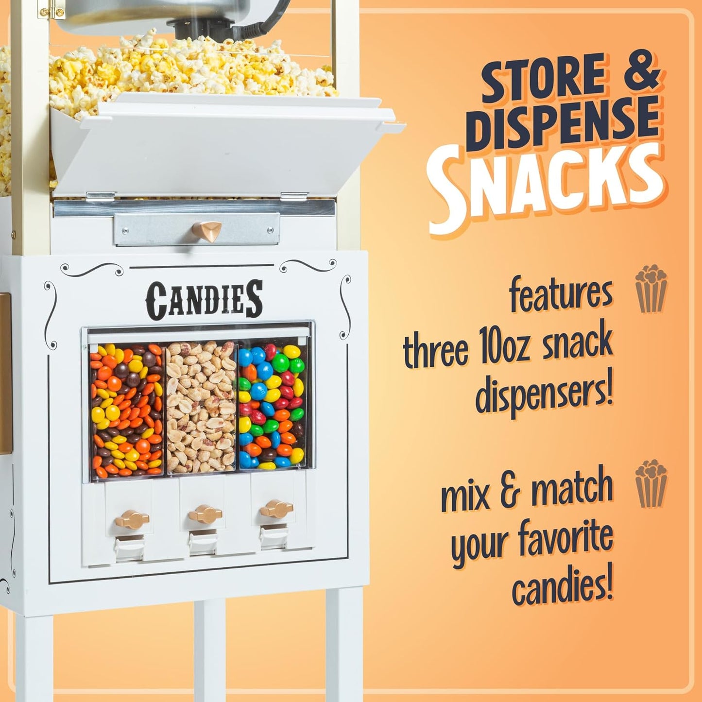 NOSTALGIA CANDY & SNACK DISPENSING POPCORN CART