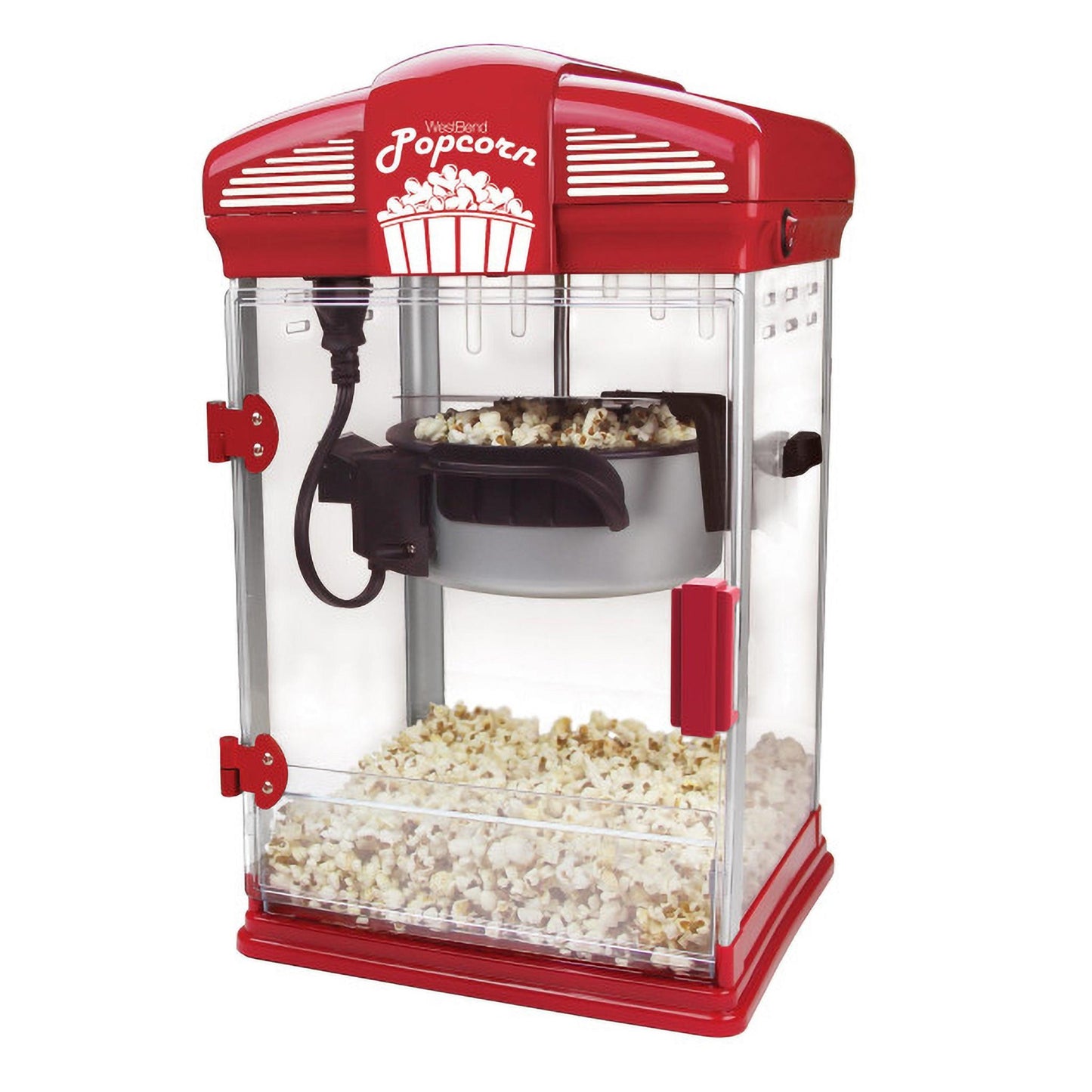 WESTBEND THEATER CRAZY STIRING OIL POPCORN MAKER W/ STAINLESS STEEL KETTLE RED