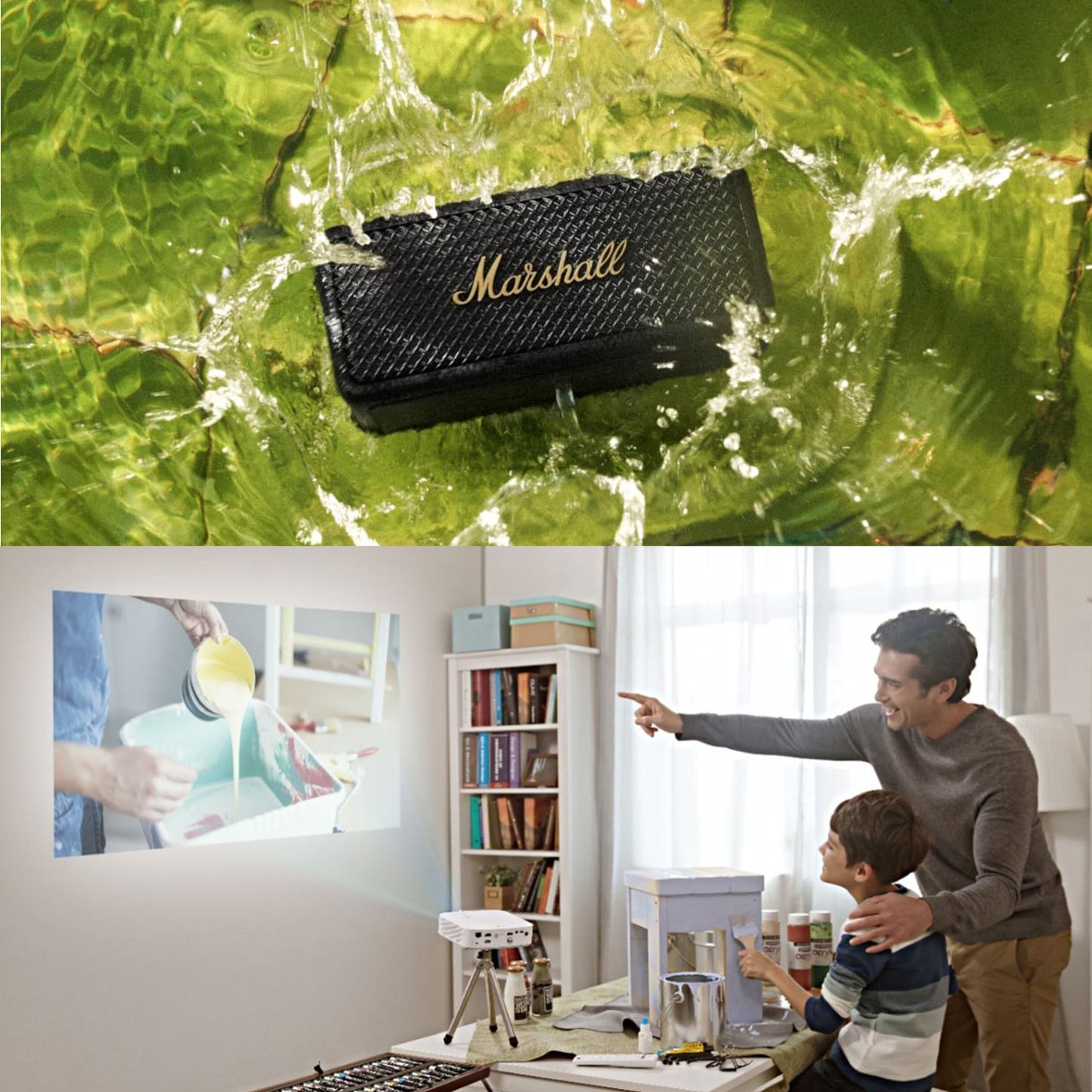 MARSHALL EMBERTON SPEAKER + LG SMART PROJECTOR